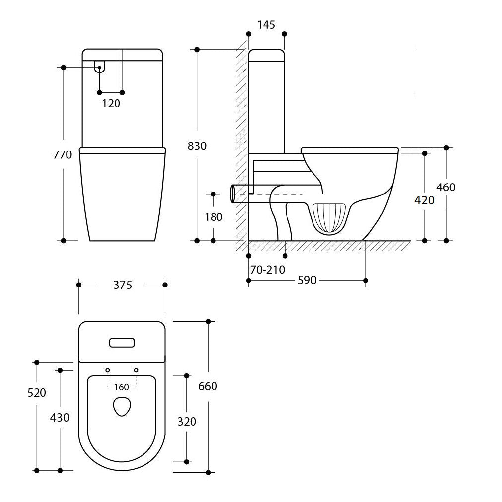 Narva Rimless Back to Wall Toilet Suite with Thin Seat