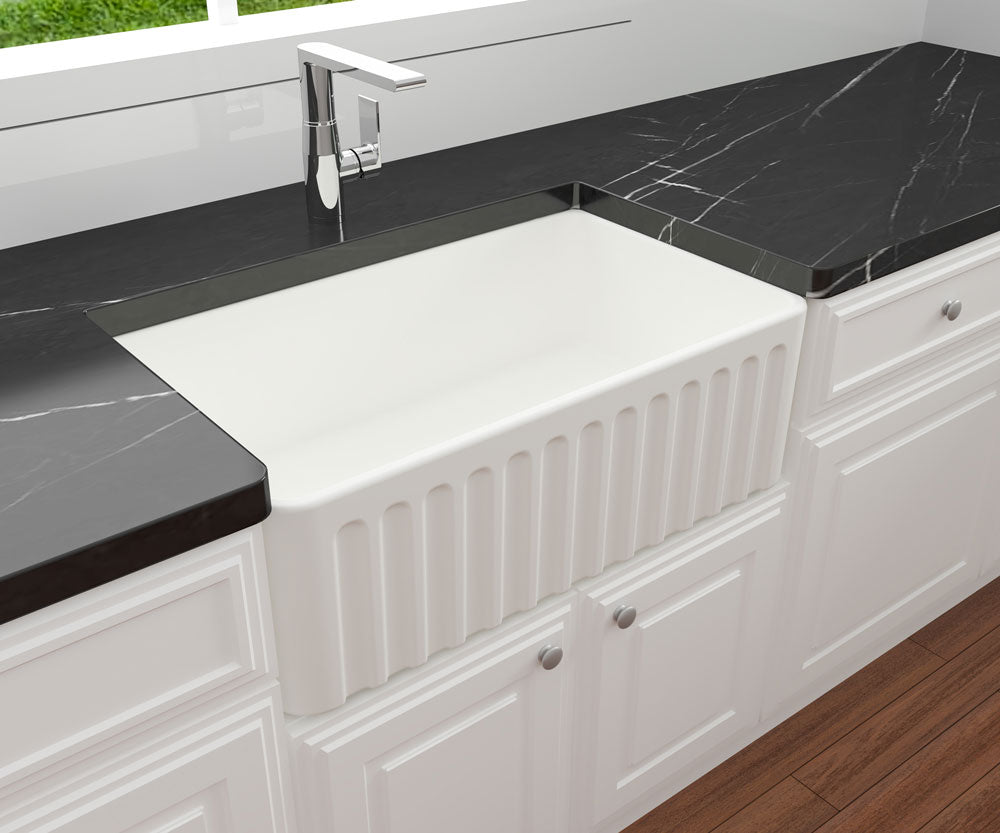 KIT - Novi 75x46 Fireclay Butler Sink (Overflow) – Matte White