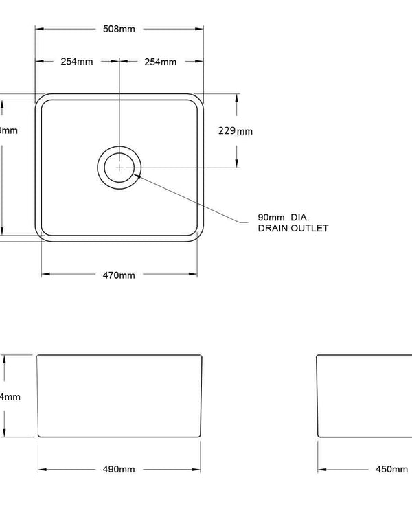 Novi 50x46 Fireclay Butler Sink - Concrete Look