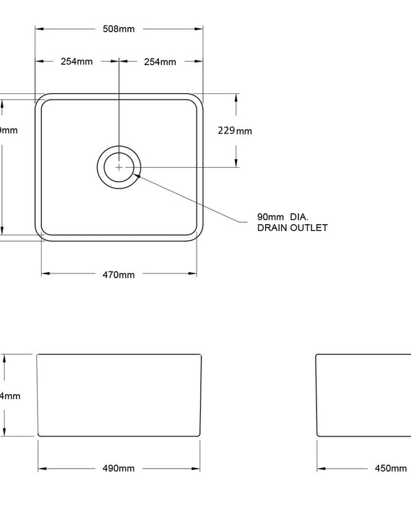 Novi 50x46 Fireclay Butler Sink - Matte Black