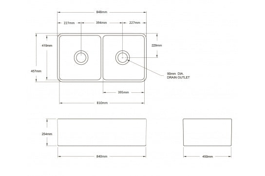 KIT - Novi 85x46 Fireclay Butler Sink – Concrete