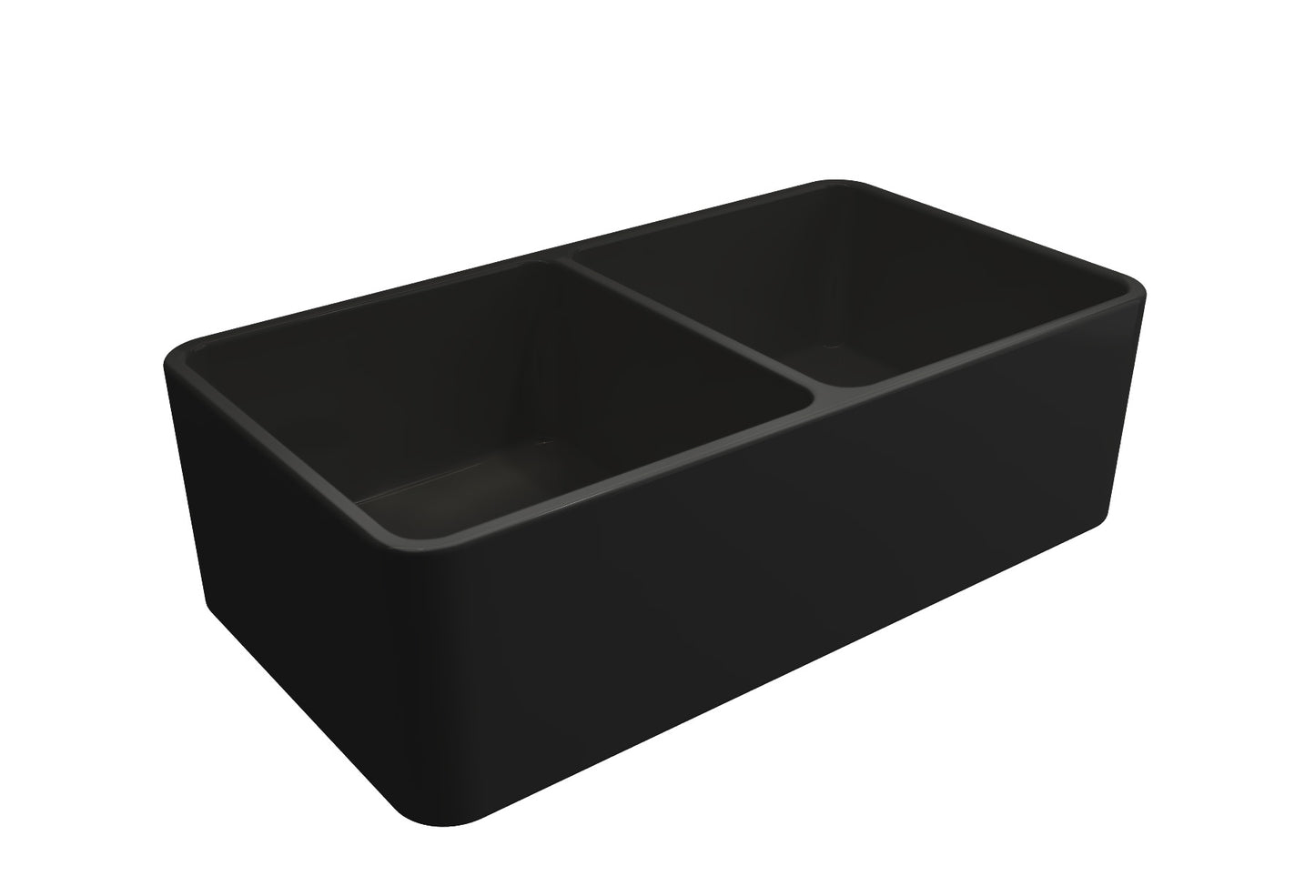 Novi 85x46 Double Bowl Fireclay Butler Sink - Matte Black