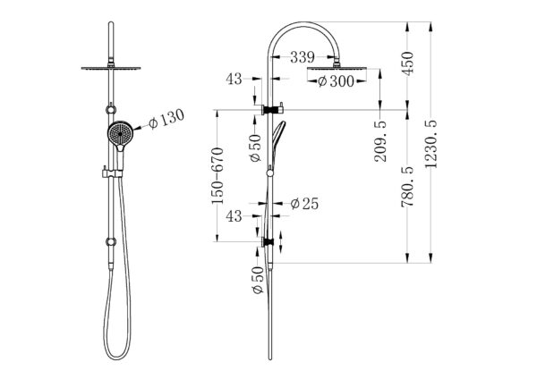 OPAL TWIN SHOWER WITH AIR SHOWER II BRUSHED NICKEL
