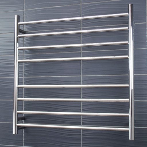 Polished 750 x 750mm Rnd Heated Towel Rail RIGHT