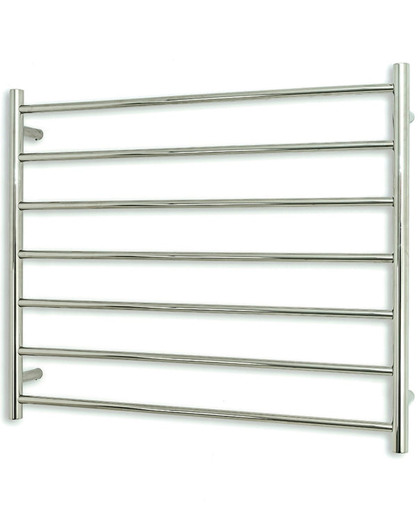 Polished 900 x 750mm Rnd Heated Towel Rail LEFT