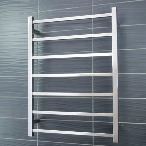 Polished 600 x 800mm Squ Heated Towel Rail LEFT