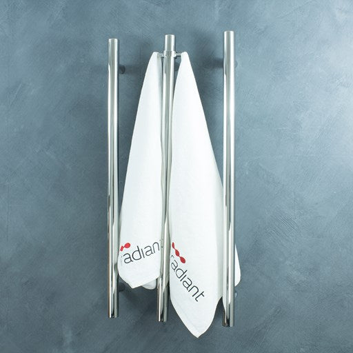 Vertical Single Heated Towel Bar 40mm X 950mm Polished SS