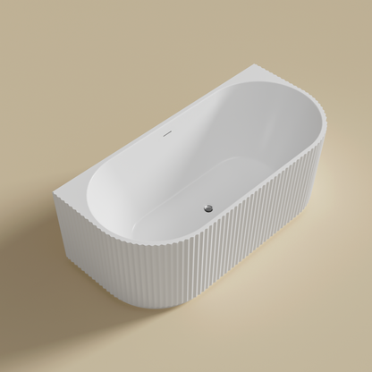 BINGIE Fluted Skirt Back to Wall Bath with Overflow LK-FBG1500/1700-OF