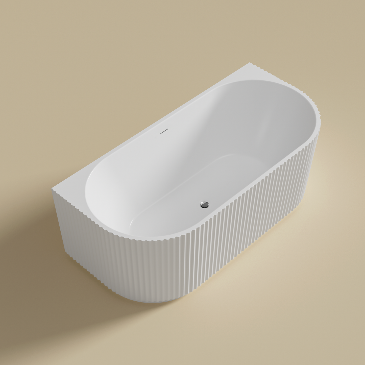 BINGIE Fluted Skirt Back to Wall Bath with Overflow LK-FBG1500/1700-OF