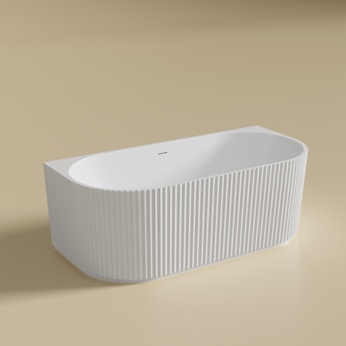 BINGIE Fluted Skirt Back to Wall Bath with Overflow LK-FBG1500/1700-OF