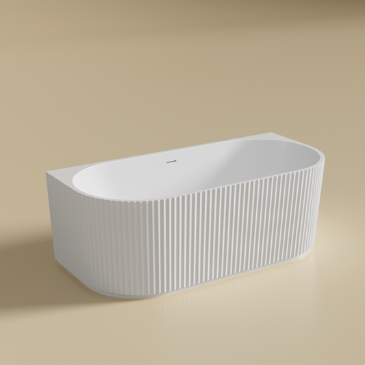 BINGIE Fluted Skirt Back to Wall Bath with Overflow LK-FBG1500/1700-OF