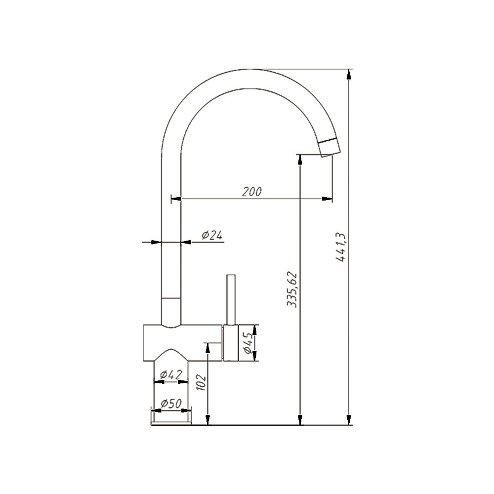 Gooseneck Sink Mixer Brushed Gold