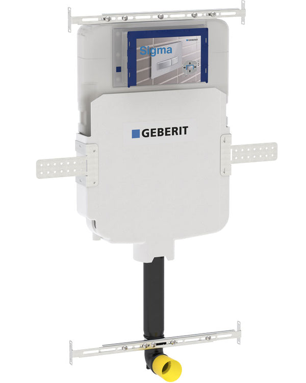 Narva Rimless Floor Pan with thin seat, Inwall Cistern & Brushed Stainless Steel Button