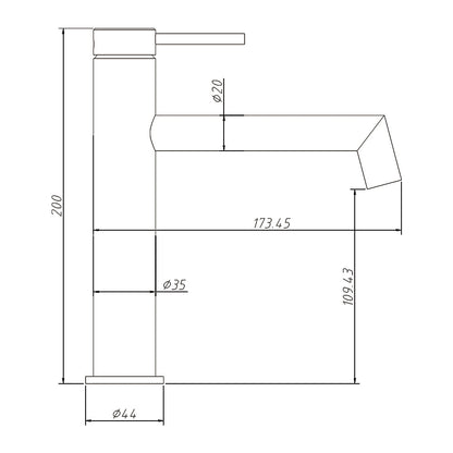 Right Angle Basin Mixer Gun Metal