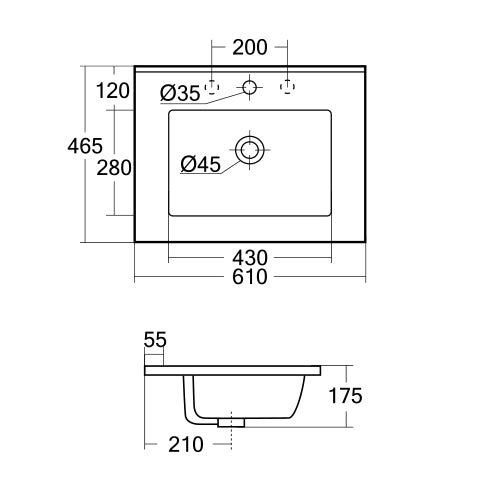 Ceramic top 600x460mm 1 TH