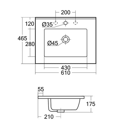 Ceramic top 600x460mm 1 TH