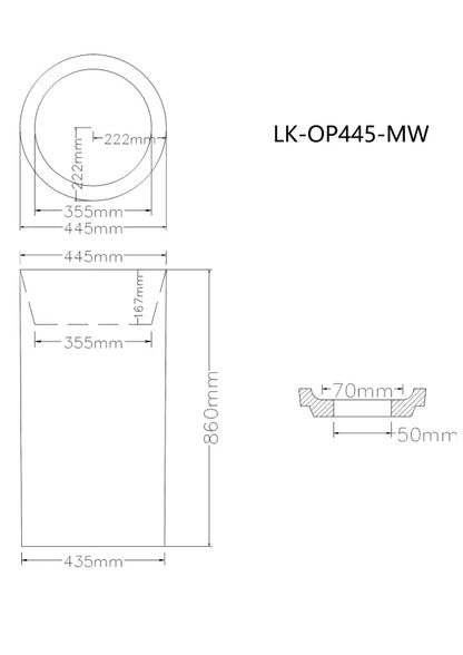 Ollia Free Standing Pedestal Art Basin LK-OP445-MW