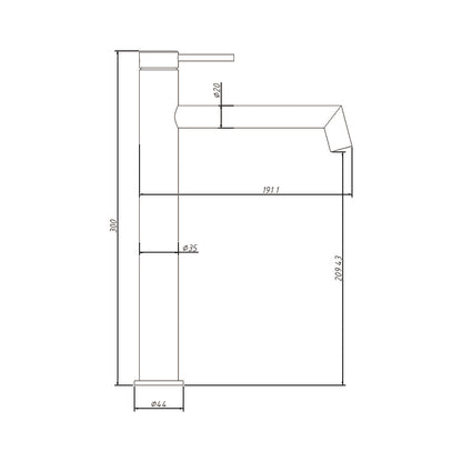 Hi-Rise Right Angle Basin Mixer Brushed Stainless Steel