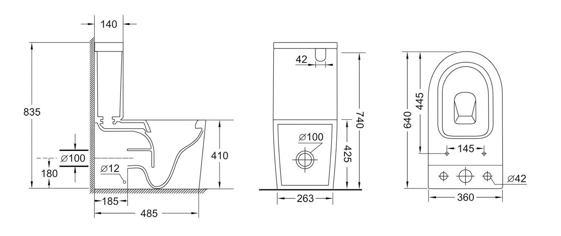 Eva toilet Suite Rimless BTW S/P Trap Toilet Suite
