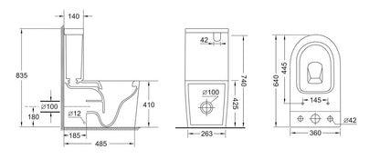 Eva toilet Suite Rimless BTW S/P Trap Toilet Suite