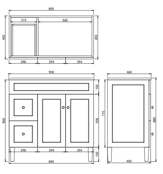 Harold Federation Free Standing Cabinet Matte White LK-FH94LL-MW