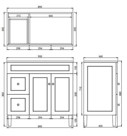 Harold Federation Free Standing Cabinet Matte White LK-FH94LL-MW