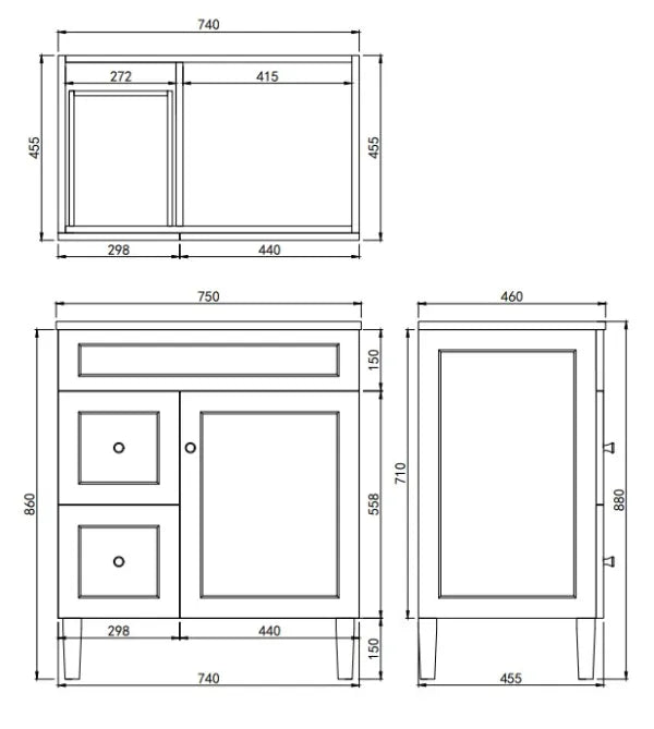 Harold Federation Free Standing Cabinet Matte White LK-FH74LL-MW