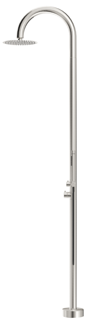 Mica Gooseneck Freestanding Outdoor Shower Brushed Nickel