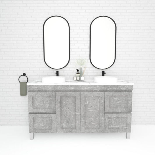 Boston Double Bowl 1500mm Freestanding Vanity with Ceramic Top