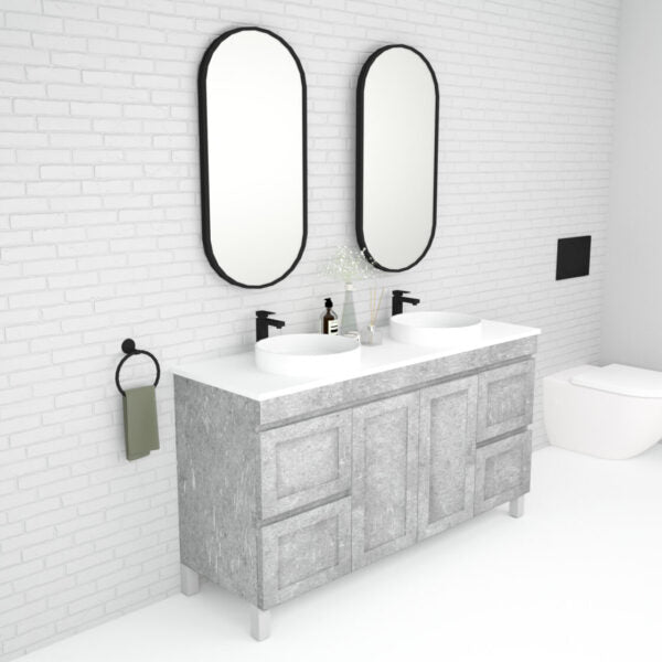 Boston Double Bowl 1500mm Freestanding Vanity with Ceramic Top
