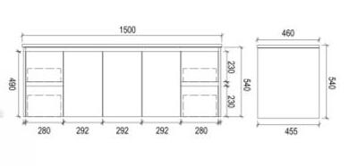 1500mm DOUBLE WALL HUNG PVC VANITY