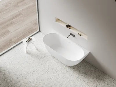 Ellips Back To Wall Free Standing Acrylic Bathtub LK-EB-OF