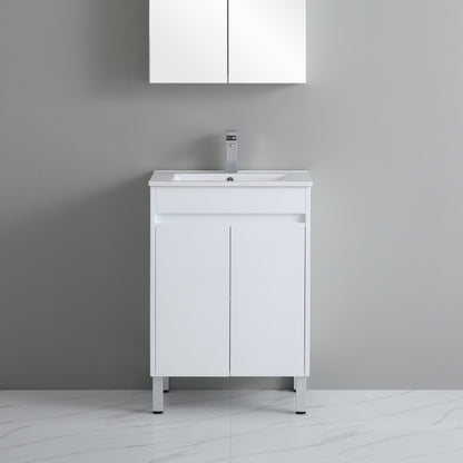 White ployurethane PVC vanity Only Soft closing door (CABINET ONLY)
