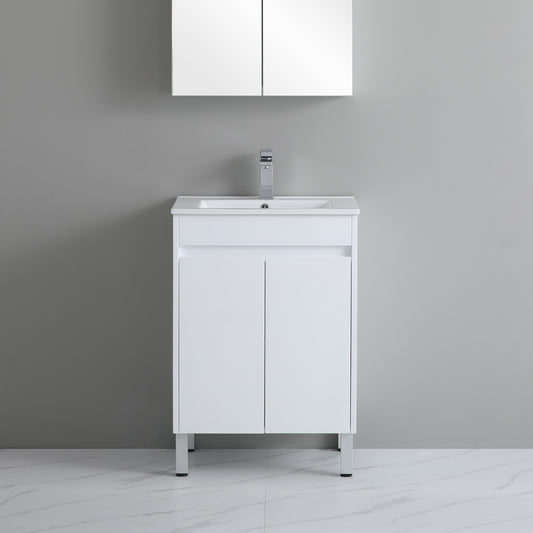 White ployurethane PVC vanity Only Soft closing door (CABINET ONLY)