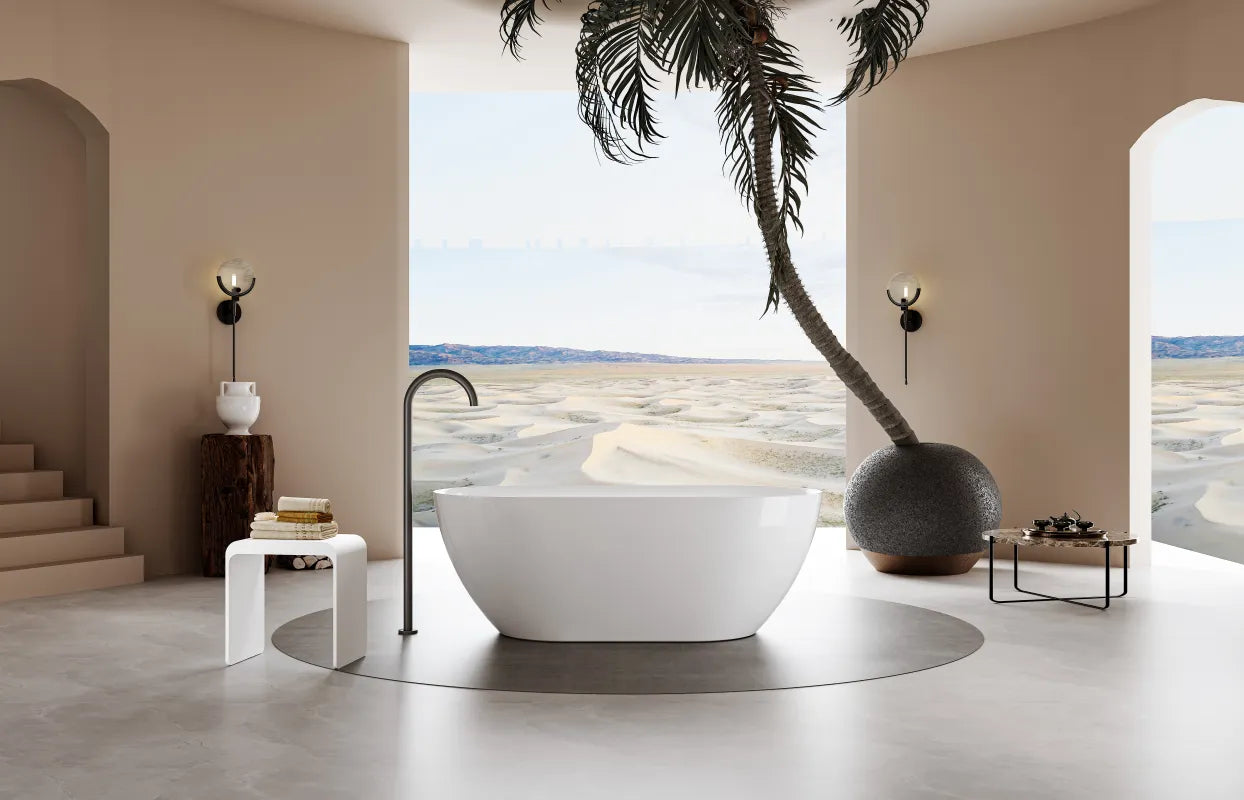 Ellips Slim Acrylic Free Standing None Overflow Bathtub LK-EL