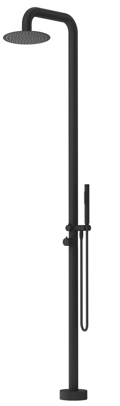 Mica Soft Square Freestanding Outdoor Shower Black