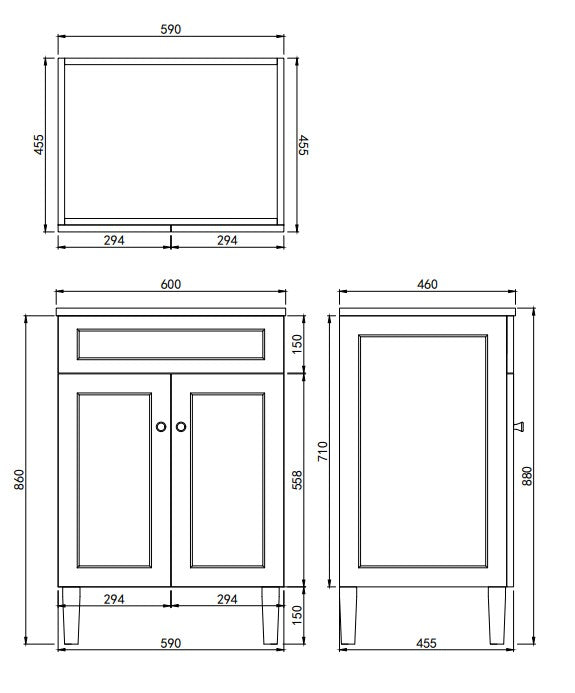 Harold Federation Free Standing Cabinet Matte Black LK-FH64L-MB