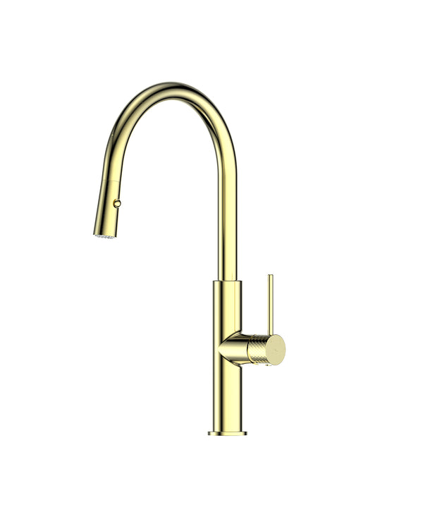 Mika Pull Down Sink Mixer - PVD Brushed Brass