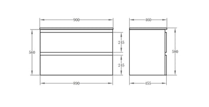 Gloss White Polyurethane PVC Wall Hung Vanity  (CABINET ONLY)