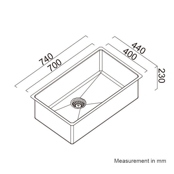 ALFRESCO SGL BOWL 700X400X230 SUS316