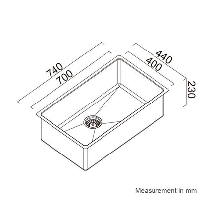 ALFRESCO SGL BOWL 700X400X230 SUS316
