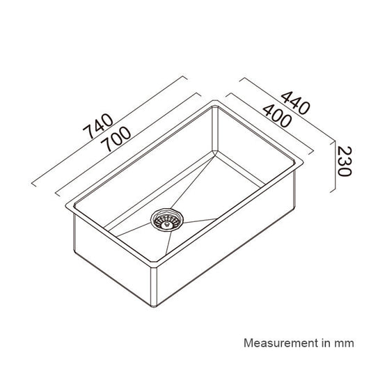 ALFRESCO SGL BOWL 700X400X230 SUS316