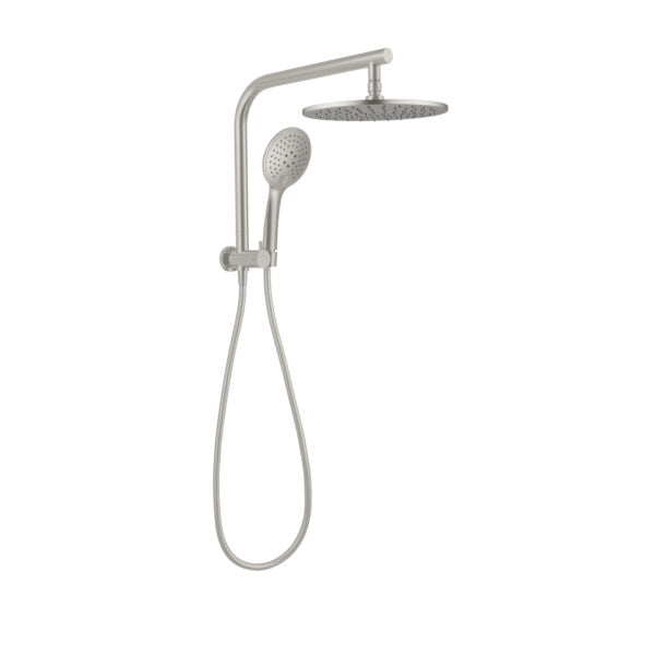 MECCA 2 IN 1 TWIN SHOWER BRUSHED NICKEL