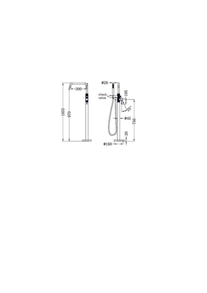 OPAL FREESTANDING BATH MIXER WITH HAND SHOWER GRAPHITE