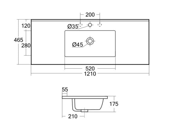 Ceramic top 1200x460mm 1 TH