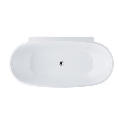 PALERMO 1750mm Back to Wall Freestanding Bath Gloss White
