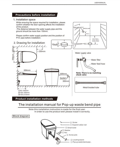 Lesbos Back to Wall Smart Toilet LK-LS318SMWFP