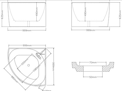Bingie Corner Mini Acrylic Skirt Bath LK-BG1000-OF