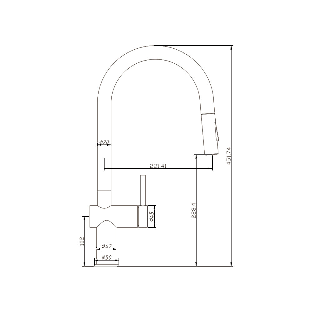 Pull Out Sink Mixer Brushed Stainless Steel