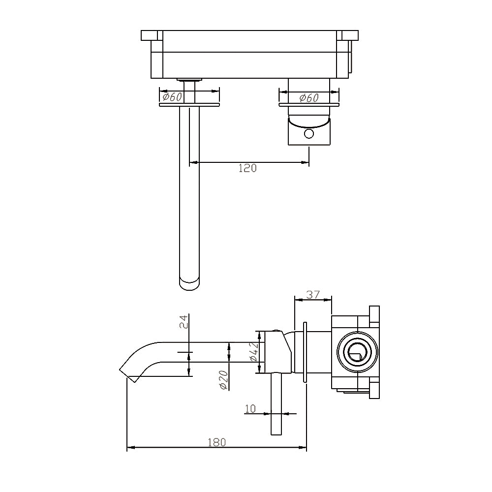 Wall Mounted Basin/Bath Mixer Matt Black